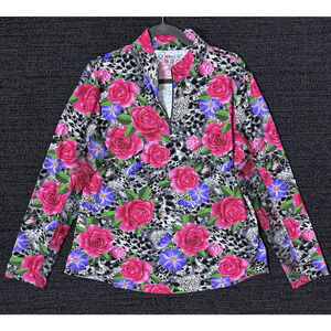 IBKUL Shirt Women's XXL Flower Floral ICIKULS Mesh Trim Icefil Golf Nylon Top